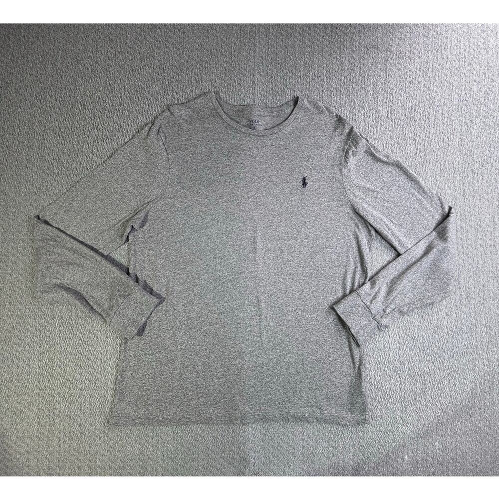 Polo Ralph Lauren Men's XL Custom Fit Long Sleeve T Shirt Gray Minimalist
